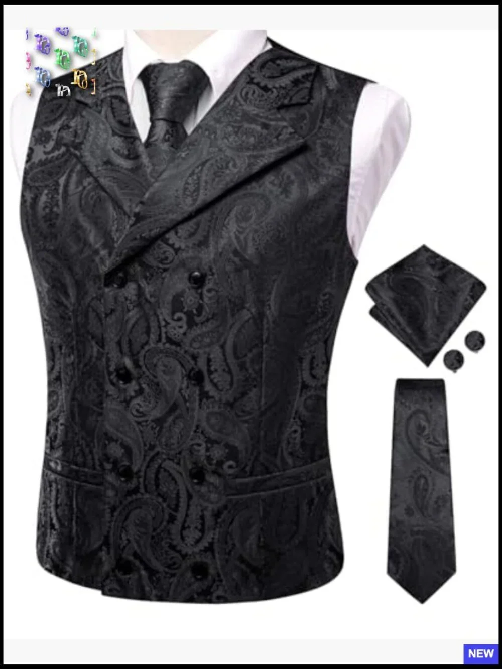 Silk Victorian Vest Set Steampunk Vintage Double Breasted Waistcoat Slim Fit